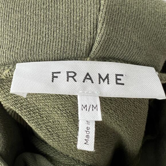 FRAME Cropped Easy Hooded Sweatshirt Vintage Forest Green Pima Cotton Size M - Picture 7 of 10